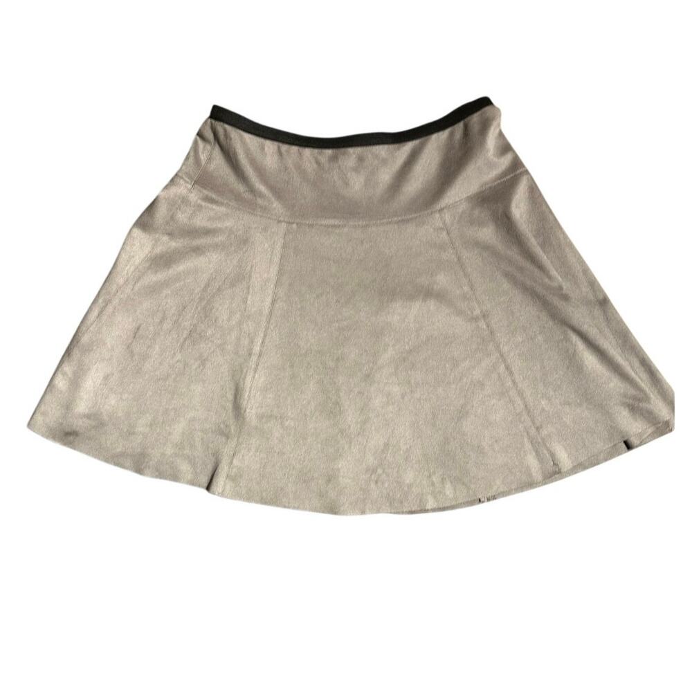 Gray Large Skater Elastic Stretch Waist Mini Preppy Skirt
